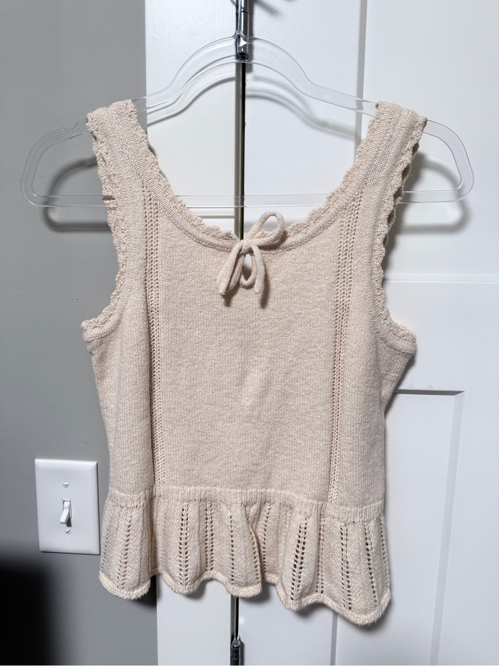 Old Navy Girls Sweater-Knit Peplum Tank Top Cream Ivory Size XL (14/16)